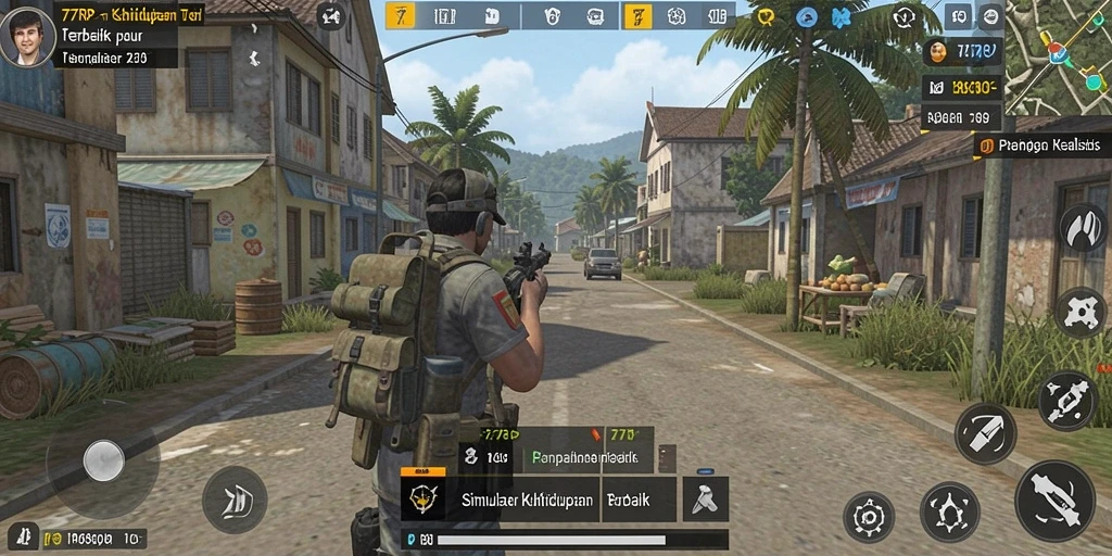 Tangkapan layar gameplay <strong>77RP</strong> menampilkan interaksi sosial antar pemain.