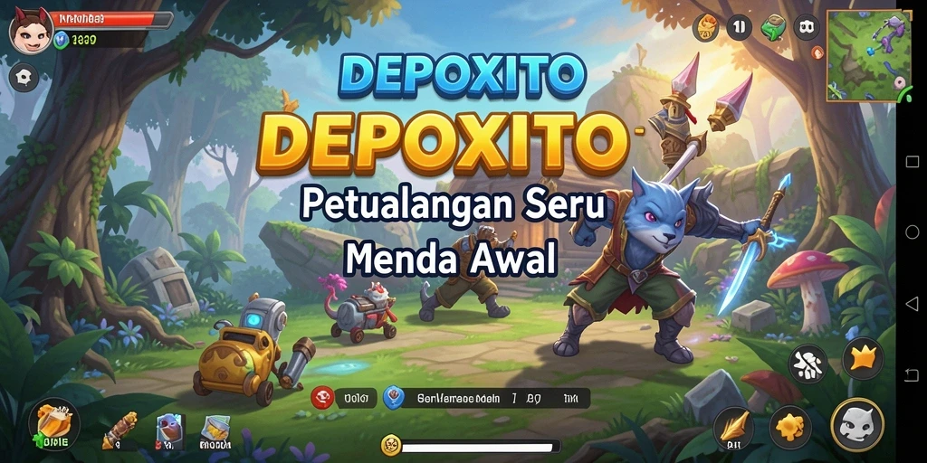 Tampilan gameplay DEPOXITO penuh warna dan petualangan.