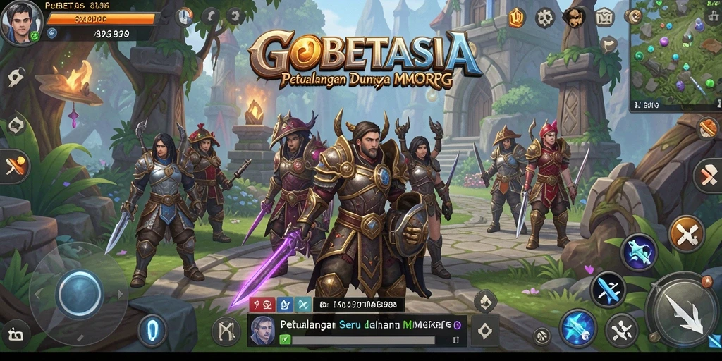 Gameplay menakjubkan dalam GOBETASIA dengan pertarungan seru dan pemandangan indah.