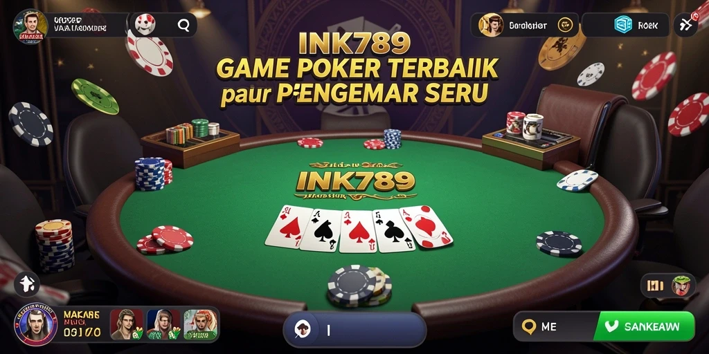 Tampilan gameplay Poker yang mendebarkan di INK789.