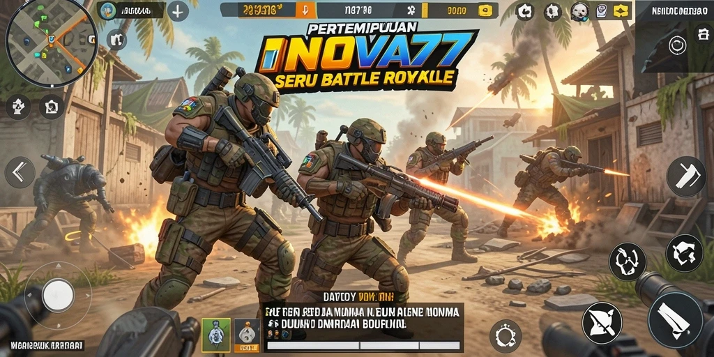 Screenshot gameplay INOVA77 menampilkan aksi seru di medan perang.