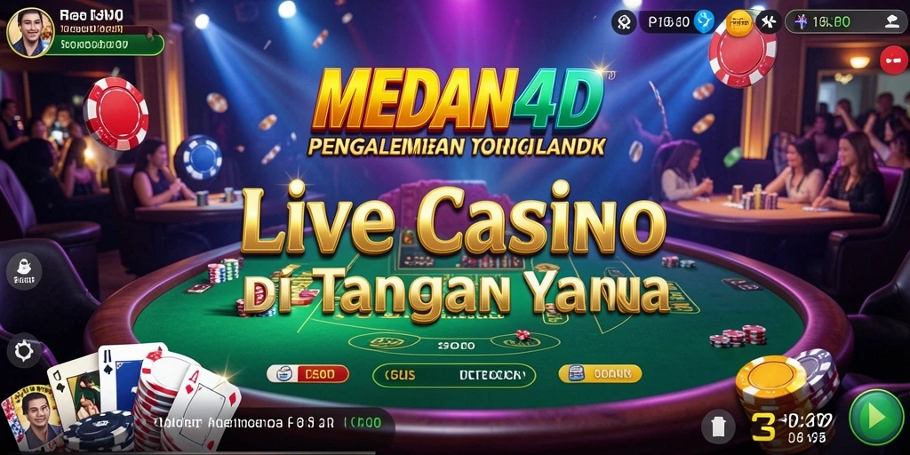 Screenshot MEDAN4D menampilkan dealer langsung dan suasana kasino yang hidup.