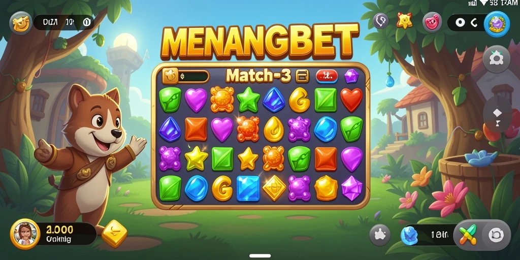 Screenshot MENANGBET yang menunjukkan gameplay seru Match-3.