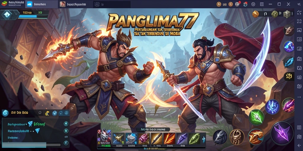 Tampilan gameplay intens di medan perang MOBA.