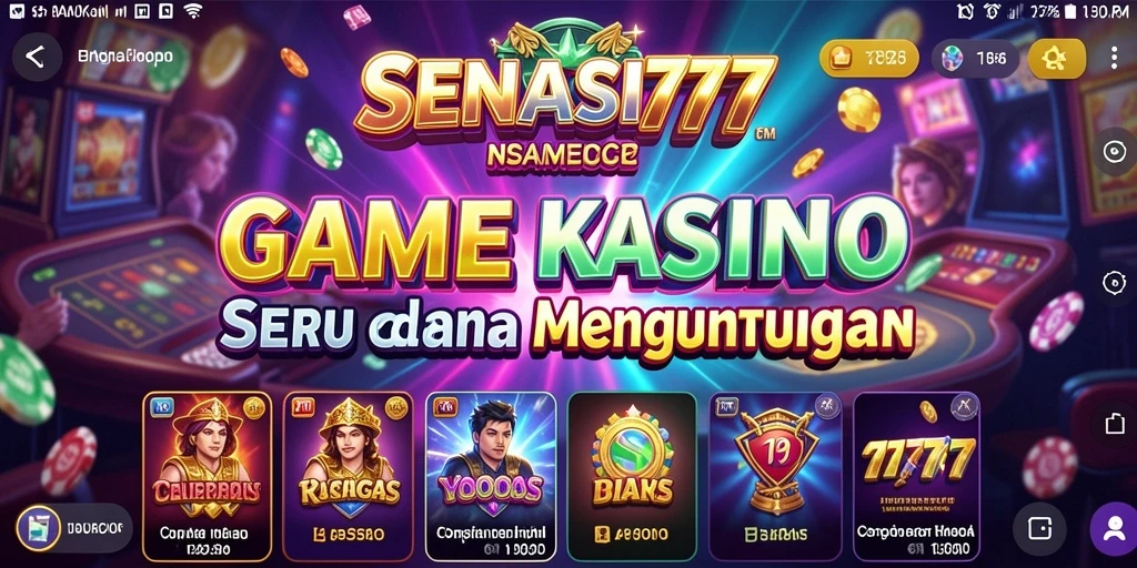 Tangkapan layar gameplay SENSASI777 yang menampilkan suasana kasino yang mendebarkan.