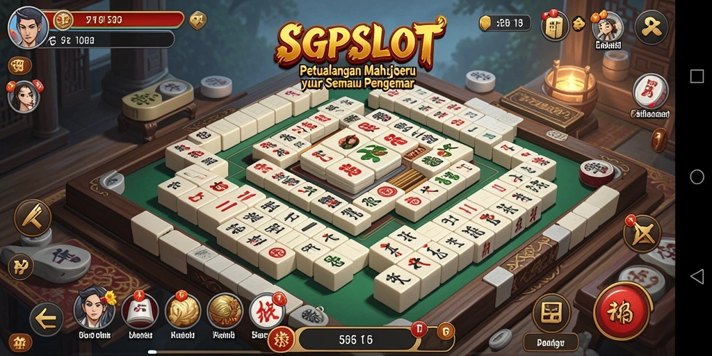 Tangkapan layar gameplay SGPSLOT menampilkan serunya permainan Mahjong.